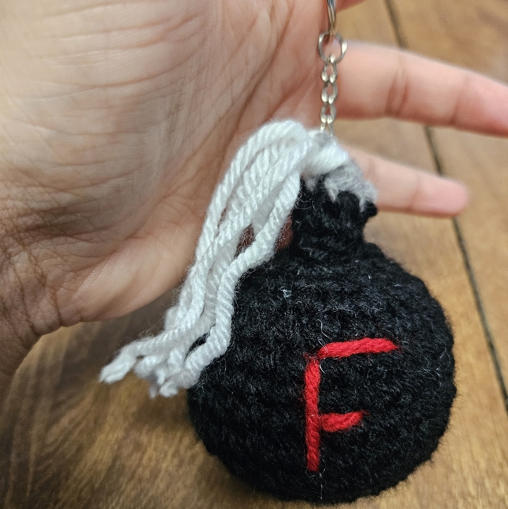 Crochet Black Fbomb keychain